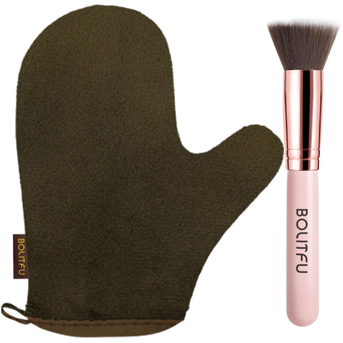 4 Pack Self Tanning Mitt Applicator Kit Set, Self Tanning Glove and Self Tanner Flat Top Brush, Tan Applicator for Sunless Fake Bake Self Tan