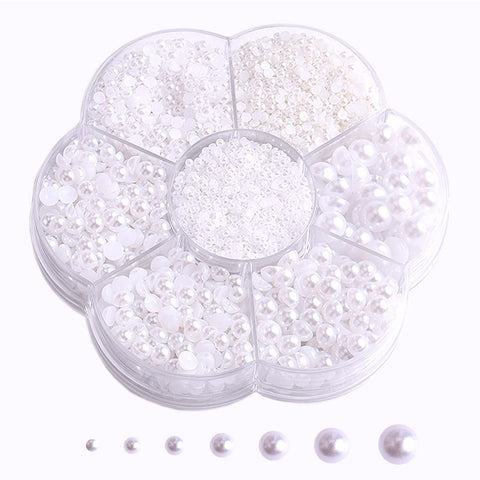 5700 White Half Pearls for Crafts, Flatback Pearls for Nail Art/Jewels Pearls DIY Accessory Flat Back Craft Pearls for Artist Creative Art and Fashion Projects