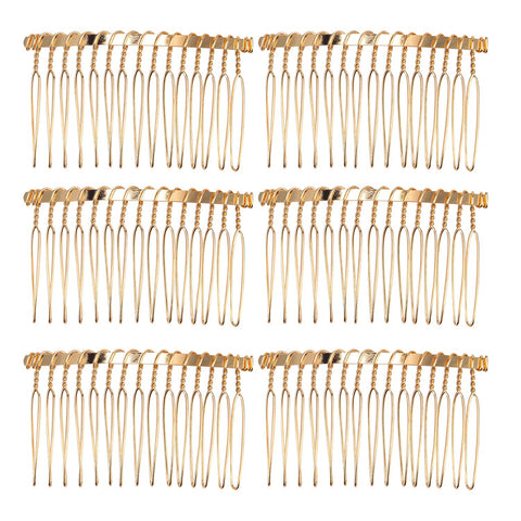 Senkary 10-Piece Gold Metal Wedding Veil Comb, 15 Teeth, Women's Hair Combs