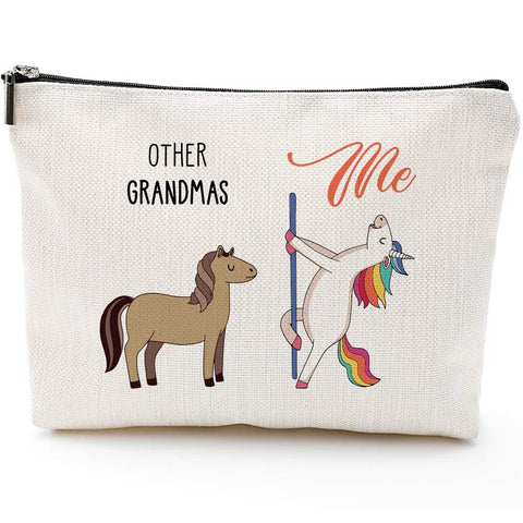 Grandma Gifts,Funny Gifts for Grandma,Grandma Birthday Gift,Makeup Bag, Make Up Pouch,Unicorn,Grandma Cosmetic Bag, Funny Handle Bag, Prize for Grandma