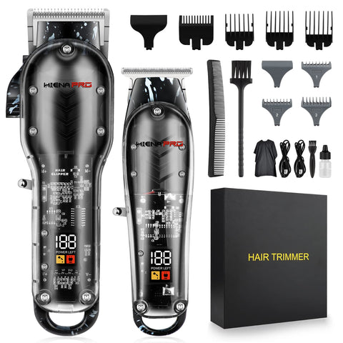 HIENA PRO Hair Clippers for Men T Liners Hair Trimmer Set, Men Professional Cordless Rechargeable Barber Hair Cutting Kit with LED Display,Gifts for Men