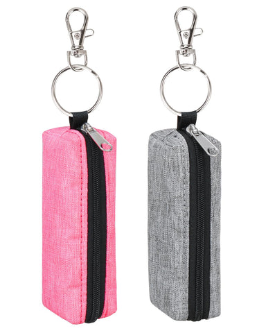 Meiiy Chapstick Holder Lip Balm Sleeve Pouch Lipstick Holder Bag Lip Gloss Holder With Hook Stocking Stuffers Gift for Women (Grey, Rose Red)