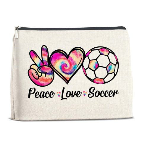 YeleY Soccer Gifts for Women Girls, Soccer Lovers Gifts Makeup Bag, Soccer Gifts for Soccer Players Team Fans, Gift for Soccer Lovers Cosmetic Bag, multicolor