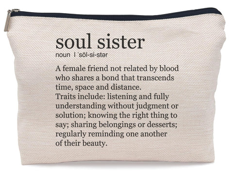 Lacosu Soul Sister Gifts Makeup Bag, Soul Sister Gifts for Women, Christmas Birthday Gifts for Soul Sister, Bestie Gifts, Best Friend Birthday Gifts for Women, Friendship Gifts for Women, Camel