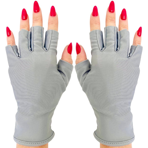 ManiGlovz - Anti UV Gloves for Gel Manicures Using Gel Lamp Dryers, Driving, Lounging and More, Fingerless Gloves That Shield Skin from The Sun and Nail Lamp, Outdoor Gloves, Pink Palm Print