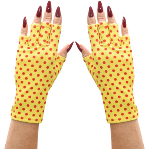 ManiGlovz Gel Nail Manicure Anti-UV and Sunblock Protection Shield Gloves - Water Resistant UV Gloves for Gel Manicures to use with UV and LED Dry Lamps (Happy Dayz Print)