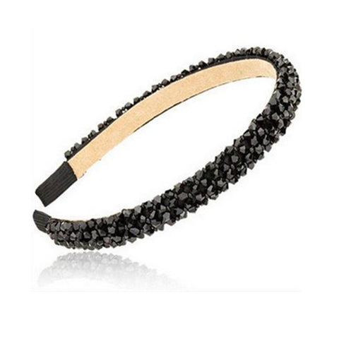 Casualfashion Sparkle 4 Rows Crystal Rhinestone Headbands Beaded Hair Hoop Band (Black)