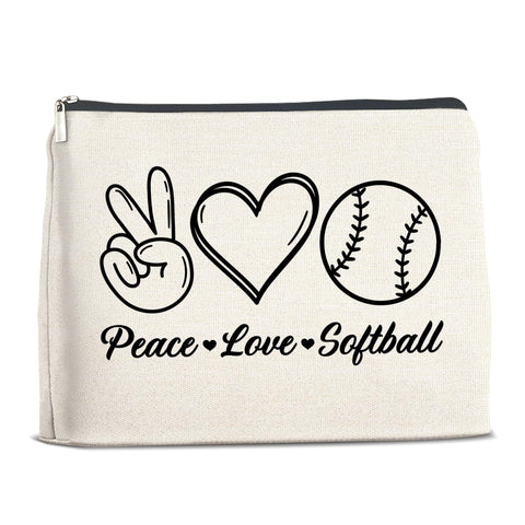 YeleY Softball Lover Gifts for Women Girls, Softball Makeup Bag Gift for Teens Girls Friends Mom Daughter Sister, Softball Player Gift Cosmetic Bag, multicolor