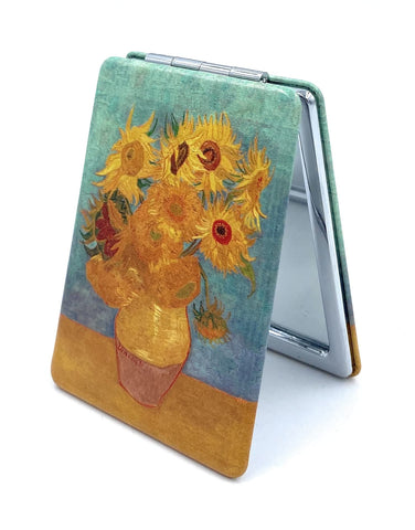 Aeisage Square Compact Mirror Small Mirror for Purse Handheld Pocket Mirror Purse Mirror Small Cosmetic Mirror Van Gogh Sunflowers Gifts