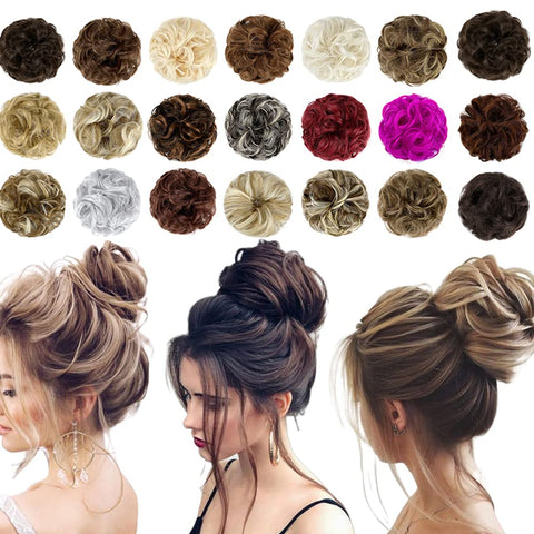 Messy Bun Hair Piece Thick Updo Scrunchies Hair Extensions Ponytail Hair Accessories Black&Dark Auburn