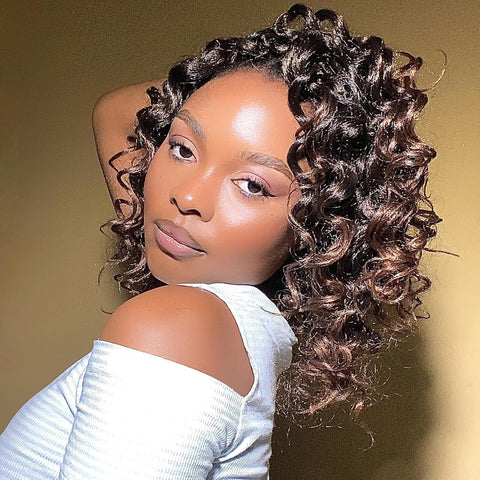 ToyoTree Ocean Wave Crochet Hair - 12 Inch 8packs Ombre Brown Crochet Braids Synthetic Braiding Hair Extensions (12 inch, T30)