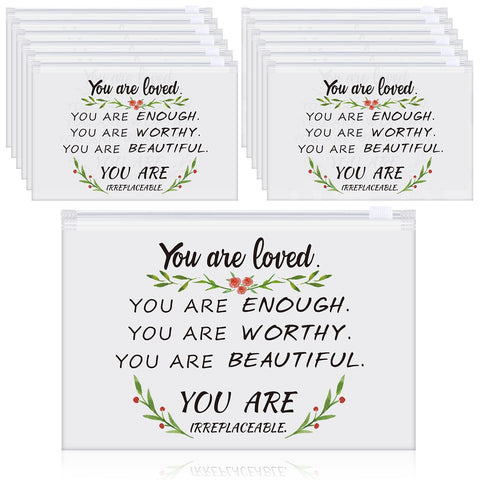 Sunnyray 60 Pcs Inspirational Gifts Makeup Bag Bulk Cosmetic Bag EVA with Zipper Toiletry Pouch Employee Appreciation Gift for Women Nurse Teacher Friend, Classic Style