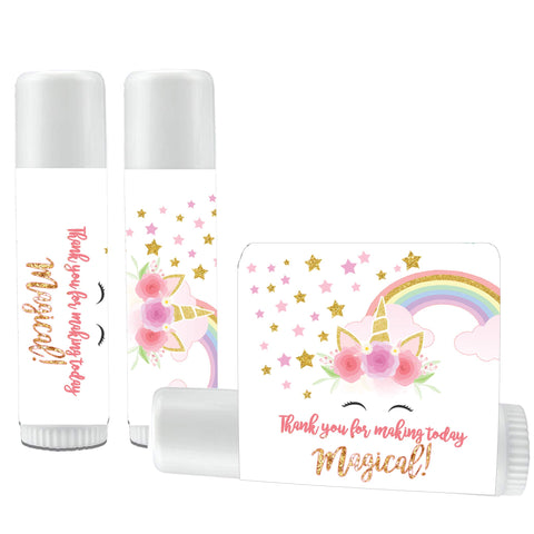 12 Unicorn Rainbow Lip Balms - Unicorn Theme Lip Balms - Unicorn Baby Shower Favors - Unicorn Birthday Party Favors - Rainbow Unicorn