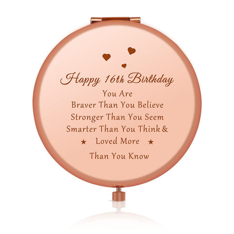 16th Birthday Gifts for Girl,Happy 16 Year Old Birthday Gifts Ideas for Girls Daughter Granddaughter Niece Travel Mirror Compact Makeup Mirror Birthday Gifts from Sister Friendship Gifts