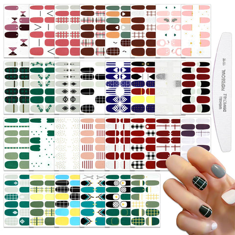 WOKOTO 30 Count Multicolor Nail Decals Self-Adhesive Nail Sticker Decals for Ceramic Nails