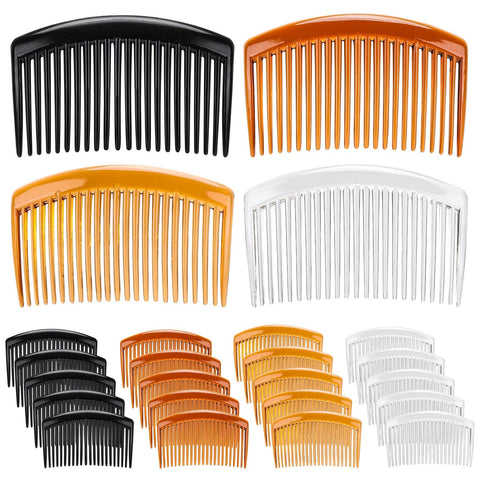 BTYMS 6 Pcs French Twist Comb Plastic Side Hair Combs with 23 Teeth, Black, Clear, Amber, Women's & Girls' Hair Accessory
