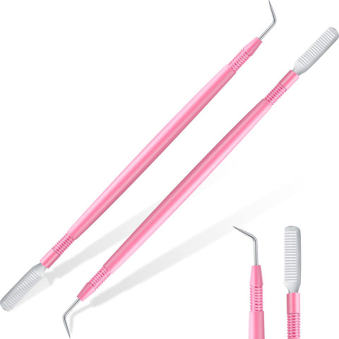 2 Pieces Eyelash Lift Perm Tool Lash Separator Tint Tool Stainless Steel Metal Lash Lift Rods Tool with Separation Comb for Eyelash Eyebrow Perming Tinting Curling Extensions Supplies (Pink)