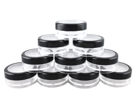yueton 10pcs Black Edge Open Window 10 Gram Empty Clear Plastic Powder Compact Cosmetic Containers