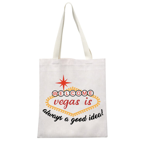Las Vegas Gift Las Vegas Is Always A Good Idea Vegas Travel Vacation Travel Bag for Women, Beige Tote