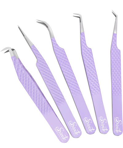 SIVOTE Eyelash Extension Tweezers for Classic & Volume Lashes, 5-Pack, Vanilla