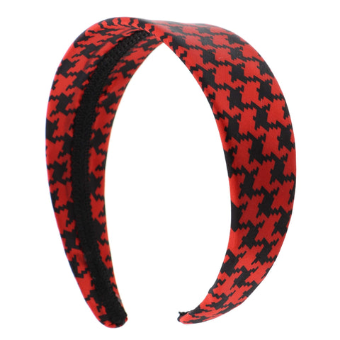 2 Inch Satin Houndstooth Headband for women and Girls (Red)
