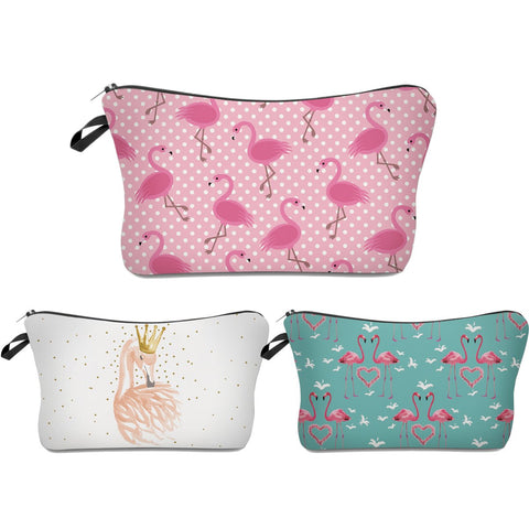 Flamingos: Deanfun 3Pcs/Set Super Funny 3D Printing Women Cosmetic Bag Multifuncition Pencil Holder (Unicorn) (Flamingos)