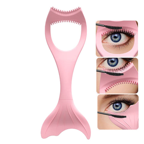 Mermaid Mascara Guard, Silicone Mascara Shield Applicator, Eyelash Comb Cosmetic Tool, Reusable Makeup Eyelash Tool, Detachable (Pink)