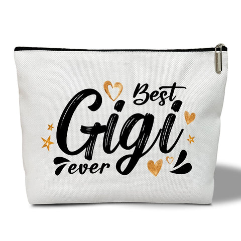 rizotus Makeup Bag - Best Gigi Ever, Gift for Her, Women, Grandma, Granny, Gigi Gift from Granddaughter Grandson, Multifunction Makeup Bag Purse, Toiletry Makeup Bag Pouch Travel Accessories -07, white
