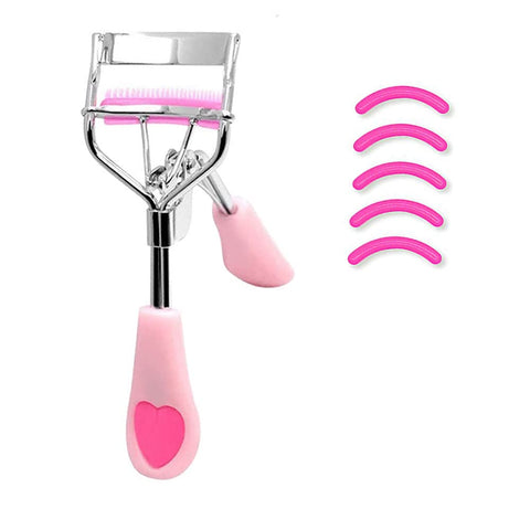 Stainless Steel Eyelash Curler with Built-in Comb Pinch Pain-Free Suitable for Any Eye Shapes and Sizes (Pink)