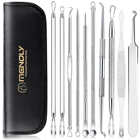 Blackhead Remover Pimple Popper Tool Kit 10 Pcs, Comedone Pimple Extractor Tool, Acne Kit for Blackhead, Whitehead Popping, Zit Removing