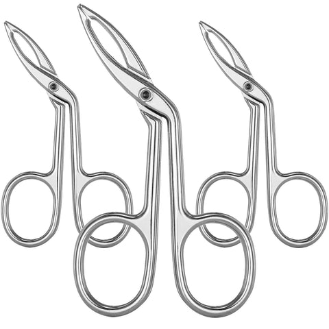 Hicarer Scissors Shaped Eyebrow Straight Tip Tweezers Clip, 3 Pack Silver Plated Stainless Steel, Silver