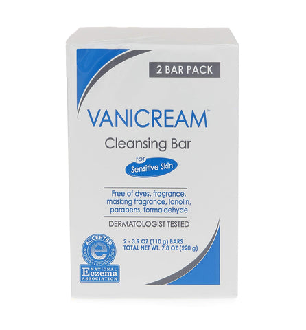 Vanicream Cleansing Bar | Fragrance, Gluten and Sulfate Free | For Sensitive Skin | 3.9 Ounce | Pack of 2