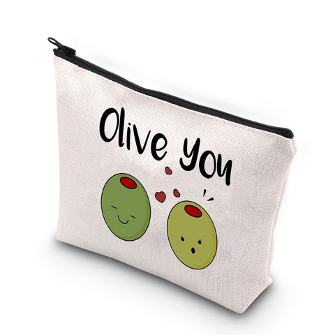 VAMSII Olive You Makeup Bag Funny Olive Gift I Love You Gifts Olive Lovers Gifts Anniversary Romantic Gifts Olive Pun Gifts, Makeup Bag,
