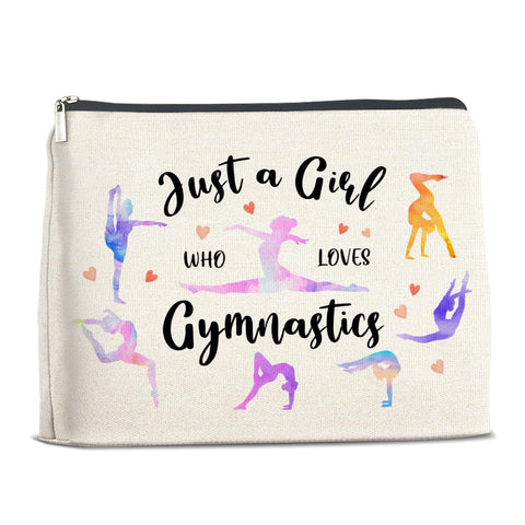 YeleY Gifts for Gymnastics Lovers - Gymnastics Gifts for Girls - Gymnastics Lover Gifts Makeup Bag for Girls Daughter Bestie Sister - Just a Girl Who Loves Gymnastics Cosmetic Bag Makeup Zipper Pouch, multicolor