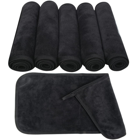 Sunland Microfiber Makeup Remover Cloths Reusable Facial Cleaning Towel Ultra Soft Washcloths 8inchx16inch Black 6 Pack