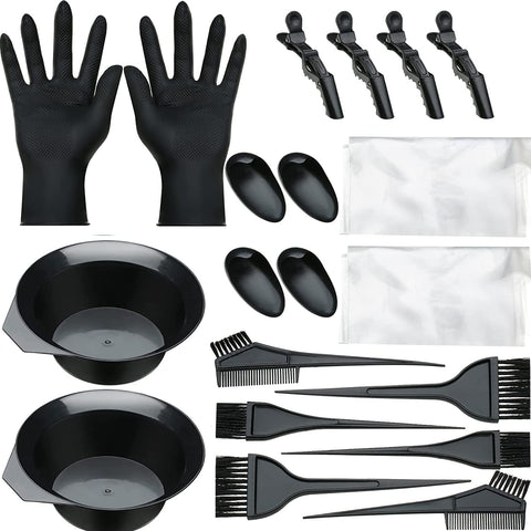 20 PCS Hair Dye Brush and Bowl Tool Kit, Hair Dye Coloring Kit, Dye Brush, Hair Tinting Bowl, Ear Cover, Gloves for DIY Salon Hair Coloring Bleaching Hair Dryers Hair Dye Tools
