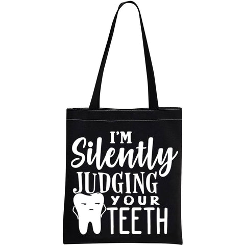 Dentist Gift Dental Hygienist Gift Dental Assistant Gift I’m Silently Judging Your Teeth Dental Graduation Zipper Pouch bag, Black