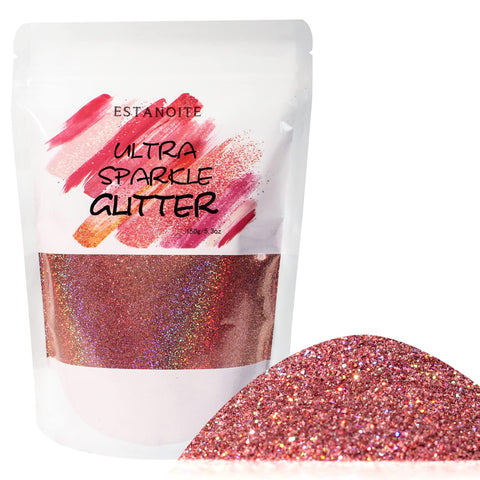 Holographic Fine Glitter, Craft Glitter 150g for Epoxy, Slime Tumblers, Cosmetic Glitter for Body Nail Face Eye, Resin Glitter for DIY Art Craft, Festival Decoration (Rose Pink))