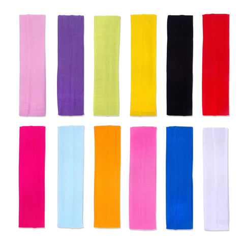 DERAYEE 12 Pcs Sport Yoga Headbands for Women, Stretchy Running Workout Elastic Hair Band Variety Colors