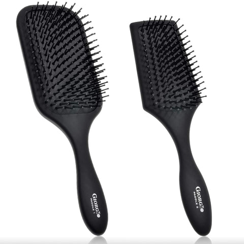 Giorgio GIOPD Set of Air Cushioned Detangling Paddle Hair Brush with Gentle Ball Tipped Bristles for Effortless Brushing – Wet or Dry Hair, Men and Women, All Hair Types, Lengths, and Textures