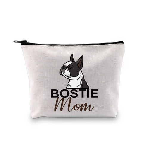 G2TUP Boston Terrier Lover Gift Bostie Mom Makeup Bag Boston Terrier Mom Cosmetic Bag Boston Terrier Owner Gift Dog Lover Gift, Bostie Mom MB