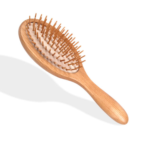 Wooden Paddle Hair Brush with Wood Pins & Massage Air Bag ideal for Detangler & Antistatic Hairbrush for All People to Help Hair Shine & Stimulate Scalp (Free Bag & Hair Brush Cleaner)