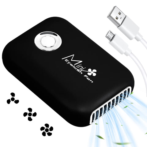 Buqikma Eyelashes Fan, Mini Lash Fan Eyelash Extensions Portable USB Handheld Fan Dryer Air Conditioning Blower for Eyelash Extension Supplies (Black)