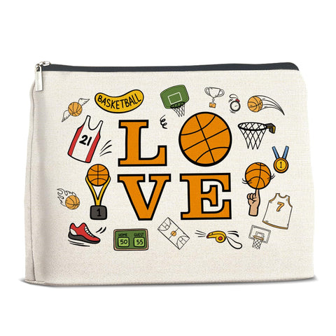YeleY Basketball for - for Basketball Lovers Teen Girl Daughter Granddaughter Sister - Basketball Makeup Bag - Basketball Cosmetic Bag Makeup Zipper Pouch, multicolor