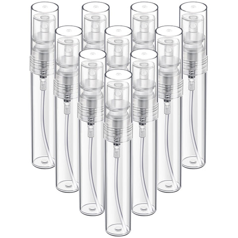 Mini Spray Bottle, FANDAMEI 10 Pack 5ml Mini Clear Plastic Spray Bottle Empty, Fine Mist Refillable Mini Perfume Bottle, Perfume Atomizer, Small Empty Sample Containers, Plastic Portable Travel Bottle
