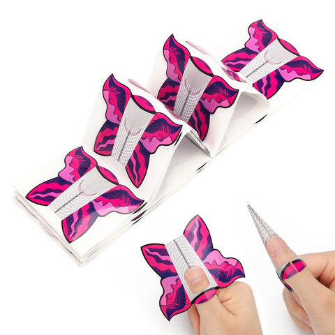 AHIER Nail Forms, 100PCS Acrylic Butterfly-Shape Self Adhesive Gel Nail Extension Nail Forms for DIY Tool UV Gel Forms Guide Stickers