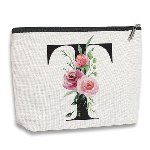 kdxpbpz Birthday Gifts for Women Mom, A-Z Personalized Makeup Bag, T