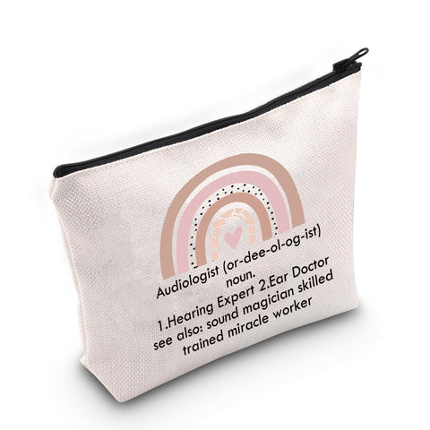 JNIAP Audiologist Gift Future Audiologist Cosmetic Bag Audiology Graduation Gift Ear Doctor Makeup Pouch Travel Bag For Her(noun), beige, Novelty