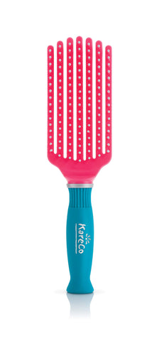 KareCo Tangle Buster Brush, Detangler for All Hair Types, Teal and Pink, Small (7 Fingers)
