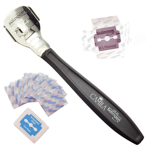 Camila Solingen CS22 5 1/2" Corn Plane Foot Callus Remover, Hard Skin Heel Shaver Pedicure Cutter Kit for Feet and CS23 /10 Spare Blades, Pedicure Tools for Healthy Foot Care Made in Solingen Germany